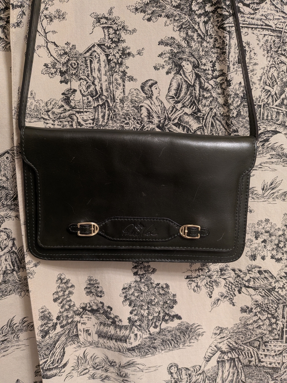 Patricia Nash Dark Green Leather Crossbody with Gold-Tone Hardware